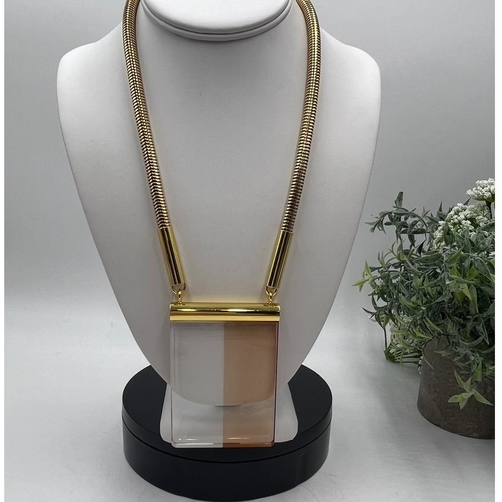Jules Reid Eleanor Lucite Necklace in Brown and Gold‎ Tone